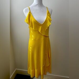 Zara Yellow Ruffle Cami Midi Dress – Size M